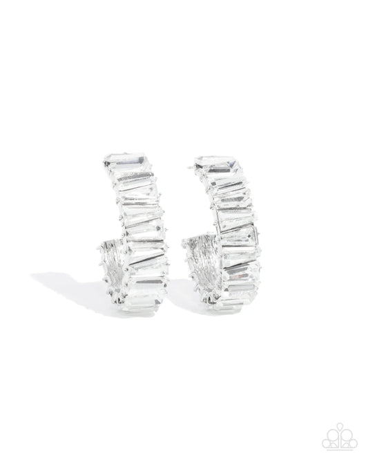 Permissible Pizzazz Silver Rhinestone Hoops