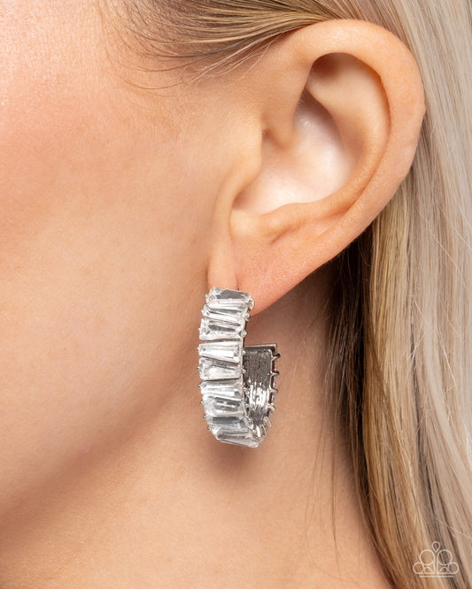 Permissible Pizzazz Silver Rhinestone Hoops