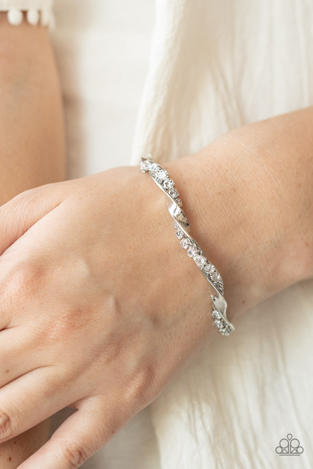 Twisted Twinkle Silver Cuff Bracelet