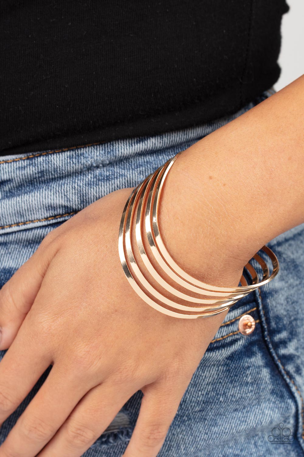 Tantalizingly Tiered Gold Cuff Bracelet