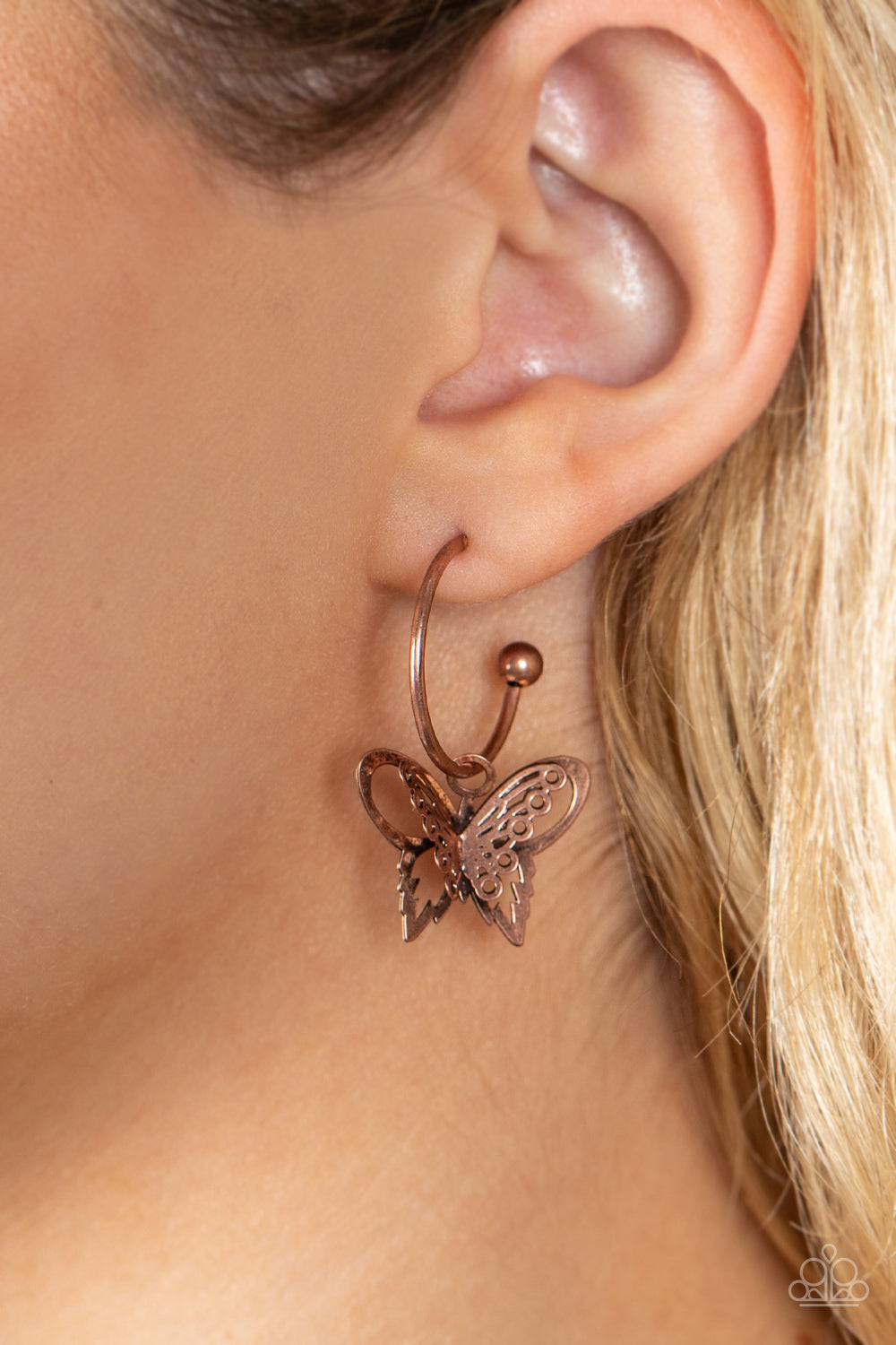 Butterfly Freestyle Copper Hoops