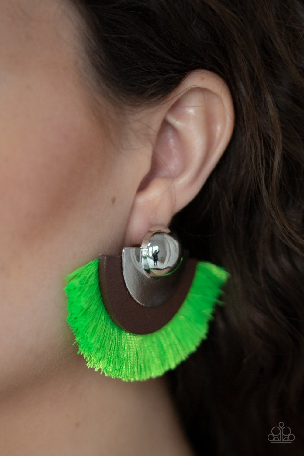 Fan the Flamboyance Green Fringe Earrings