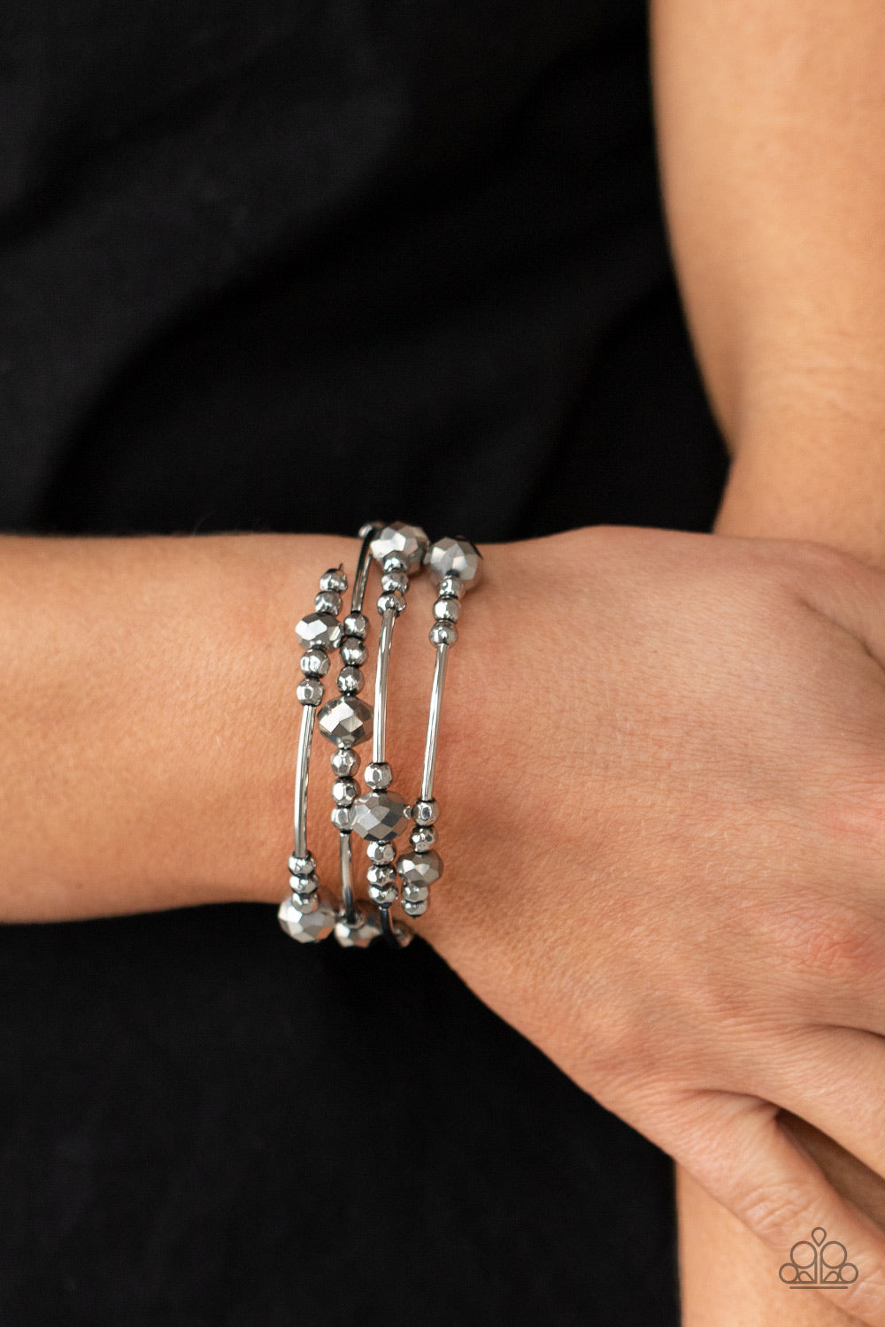 Showy Shimmer Silver Gunmetal Infinity Bracelet