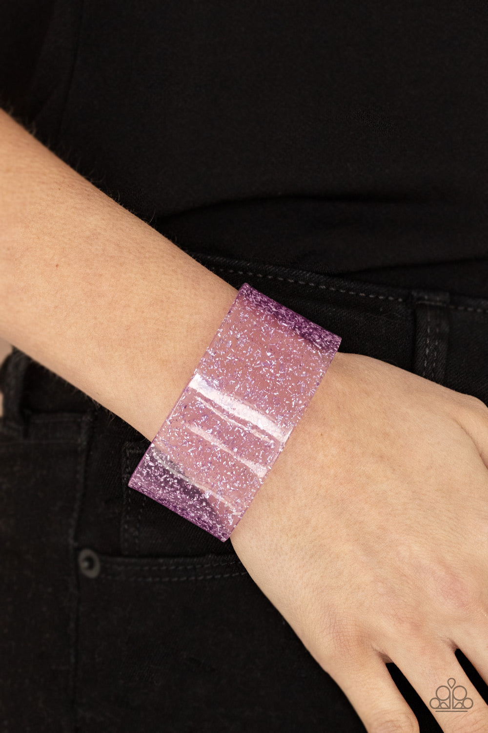 Snap Crackle Pop Purple Acrylic Cuff Bracelet