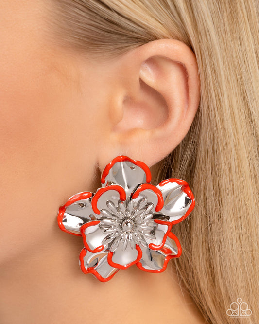 Merry Model Red Floral Earrings
