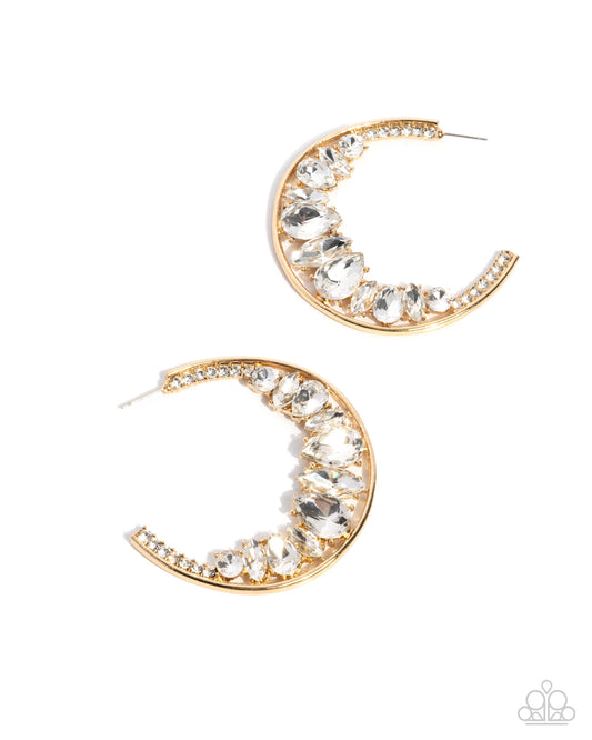 Refined Rewind Gold Rhinestone Hoops