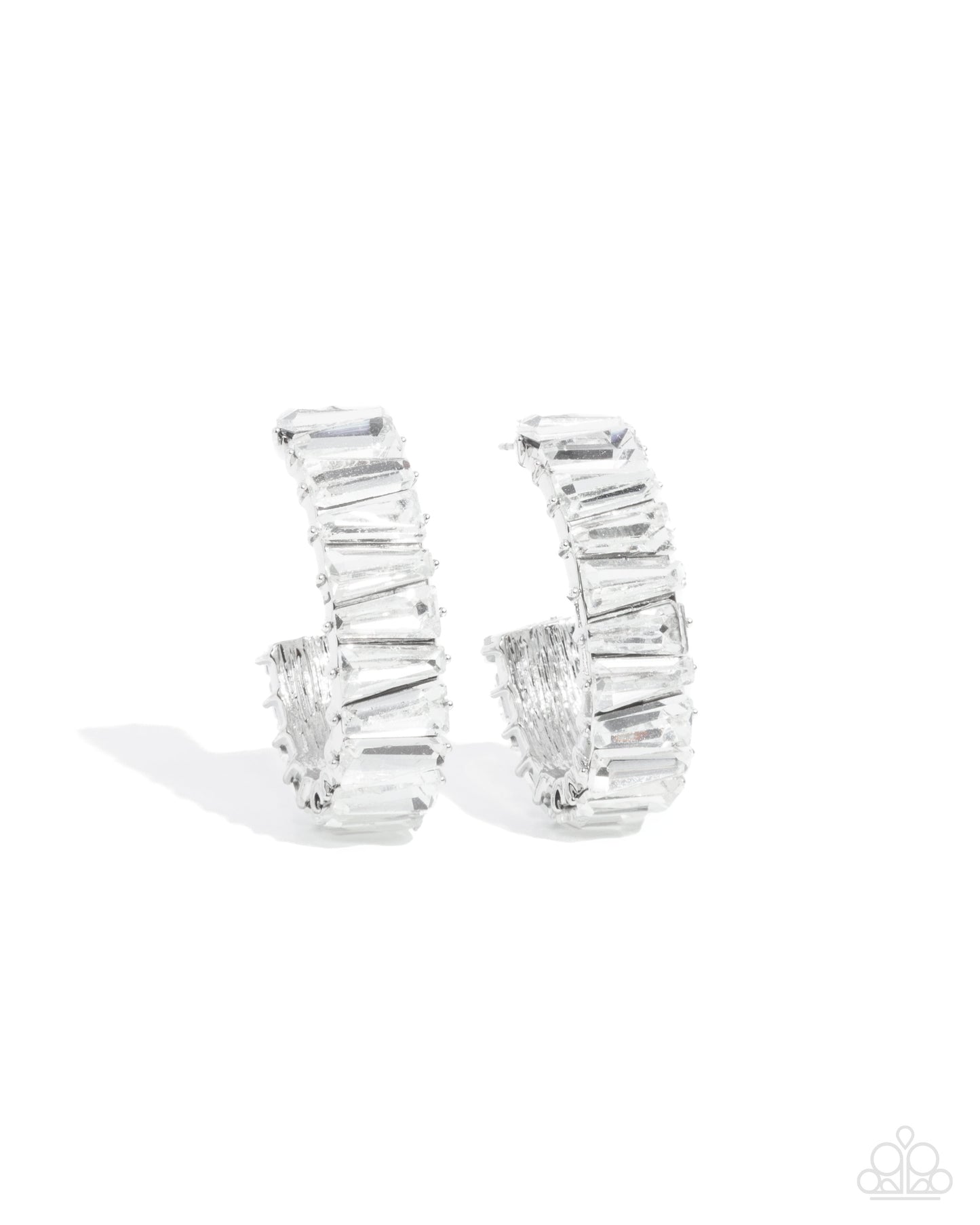 Permissible Pizzazz Silver Rhinestone Hoops