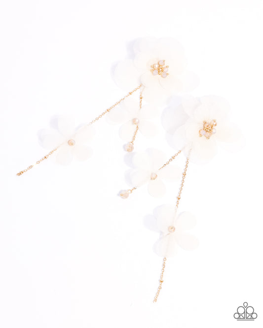 Balletcore White Gold Floral Earrings