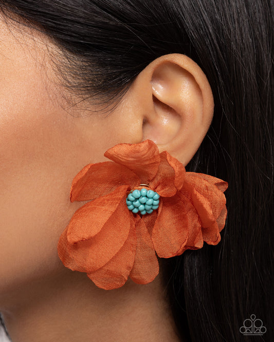 Part Of Your World Orange Floral Earrings