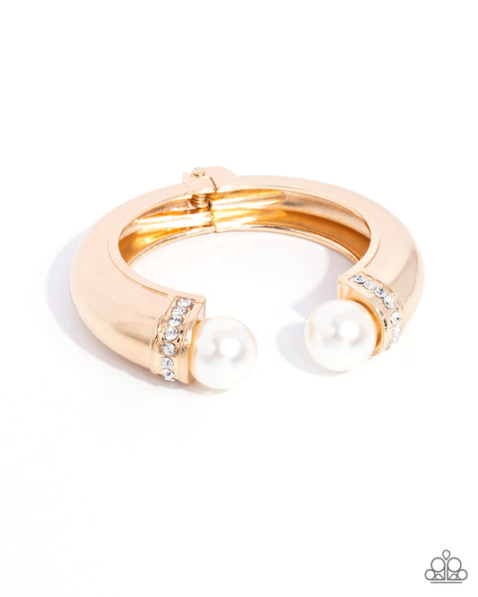 Breathtaking Balance Gold Pearl Cuff Bracelet