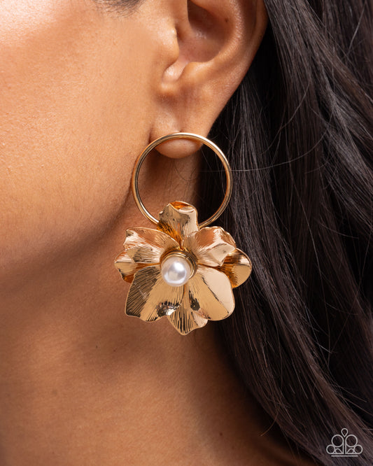 Backyard Bling Gold Floral Earrings