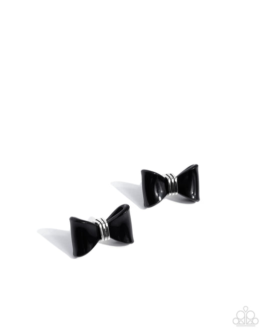 Spruced Up Black Bow Earrings