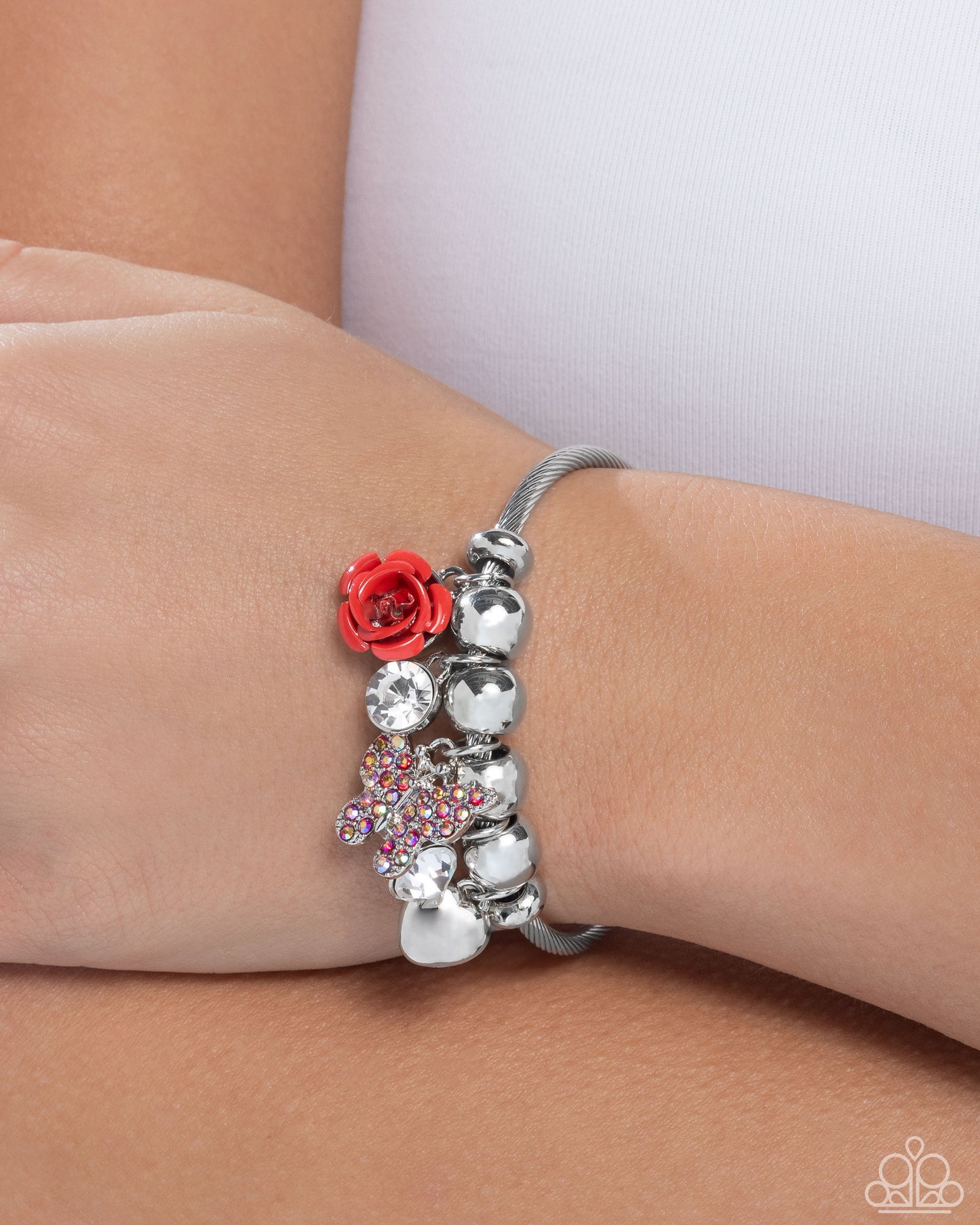 Windblown Whimsy Red Charm Bracelet