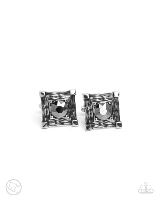 Squared Swagger Silver Gunmetal Cuff Links
