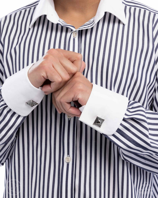Squared Swagger Silver Gunmetal Cuff Links