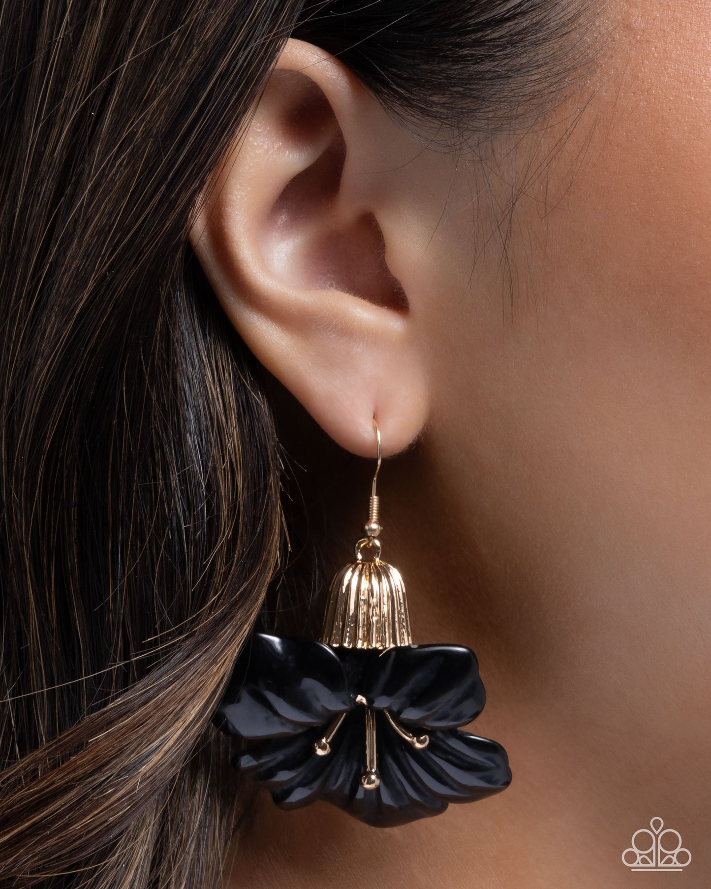 Blossoming Boardroom Black Floral Earrings