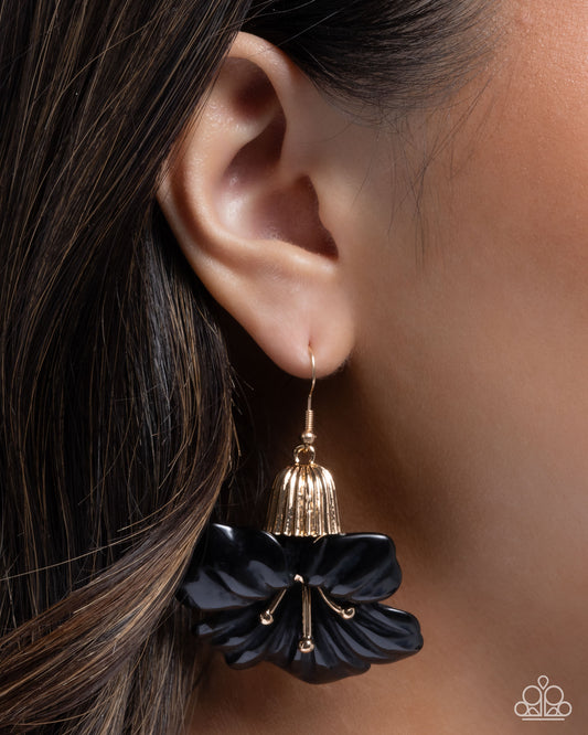 Blossoming Boardroom Black Floral Earrings