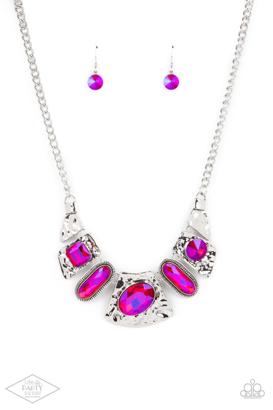 Futuristic Fashionista Pink Oil Spill Necklace