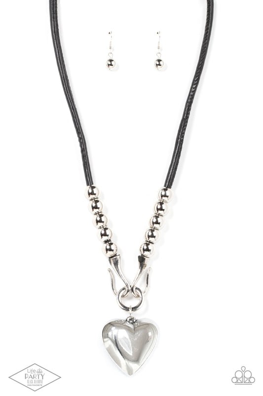Forbidden Love Long Black Heart Necklace