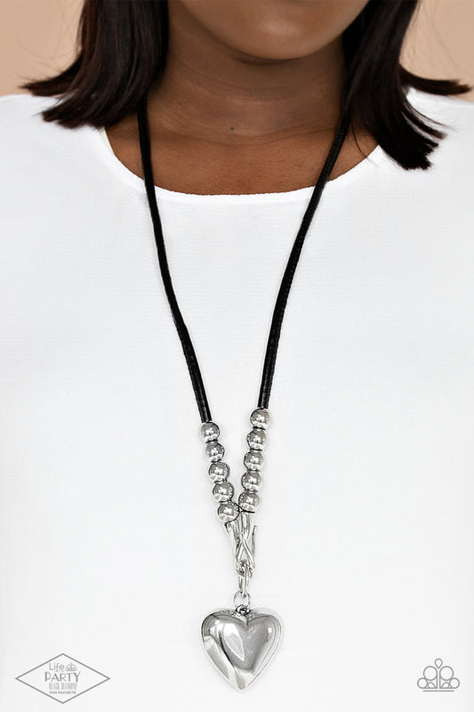 Forbidden Love Long Black Heart Necklace