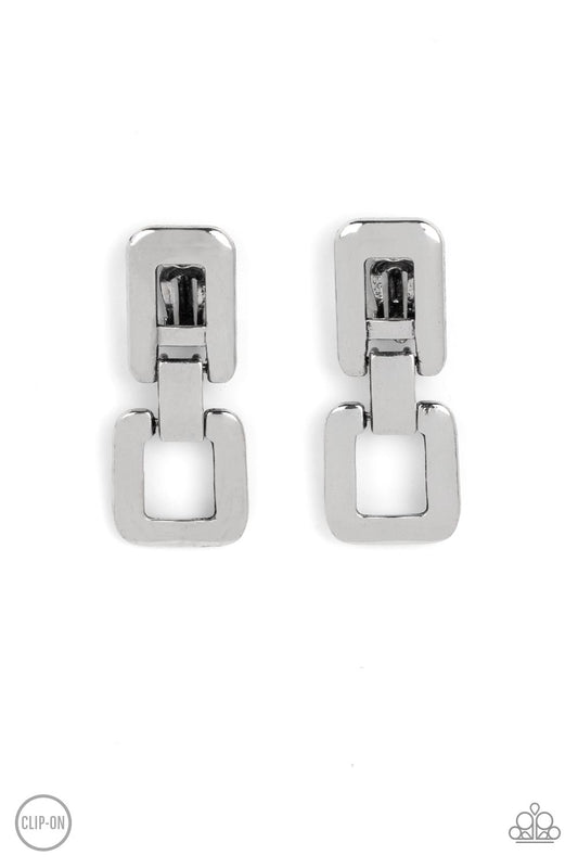 FRAME-ous Last Words Silver Clip On Earrings