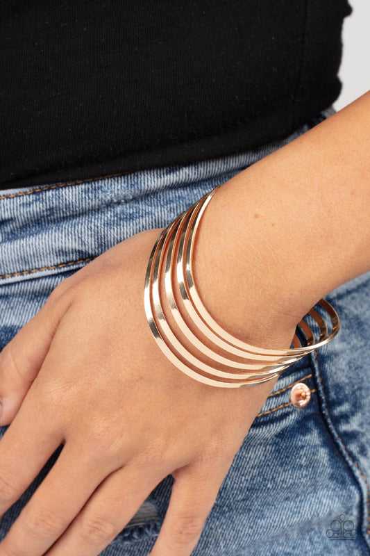 Tantalizingly Tiered Gold Cuff Bracelet