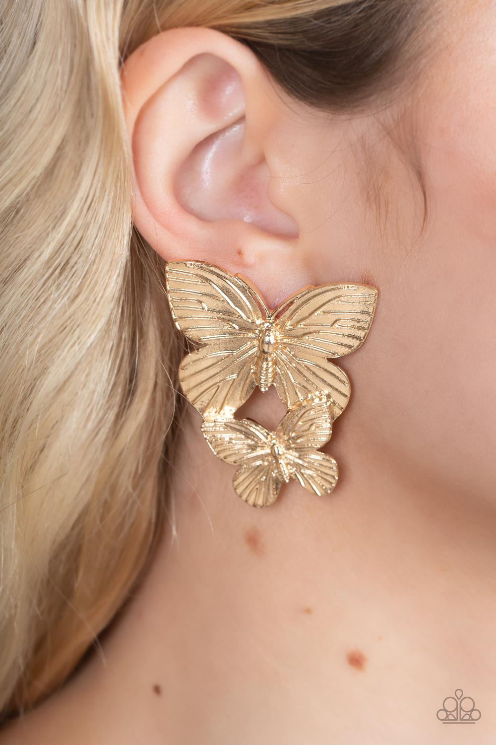 Blushing Butterflies Gold Post Earrings