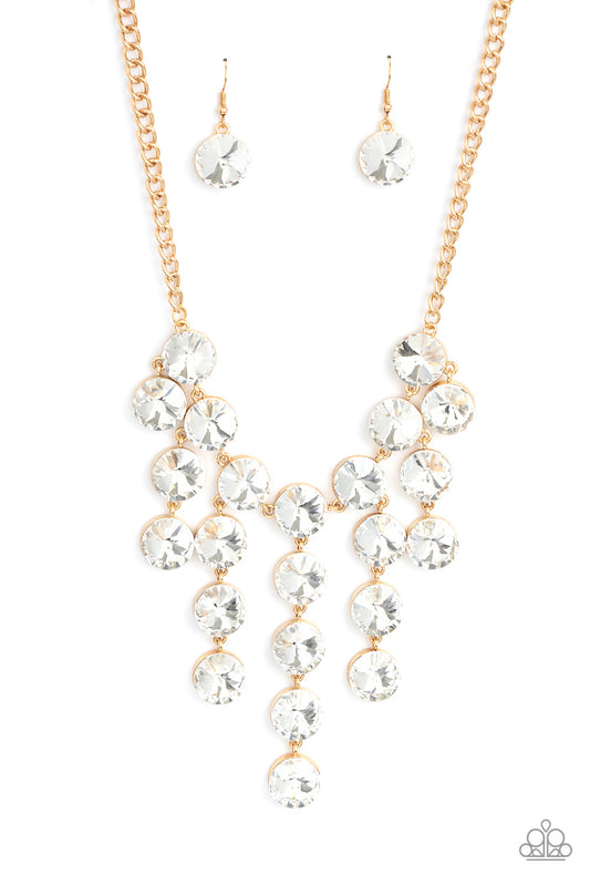 Spotlight Stunner Gold Rhinestone Necklace