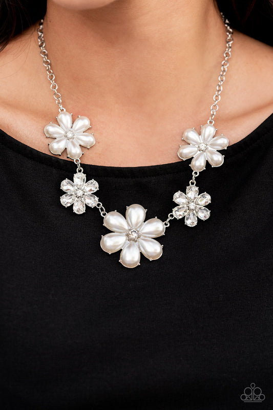 Fiercely Flowering White Life of the Party Necklace
