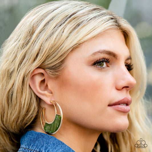 Contemporary Curves Green Hoop Earrings
