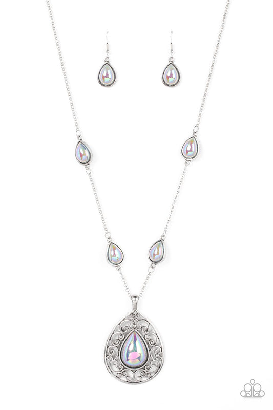 Magical Masquerade Silver Iridescent Necklace