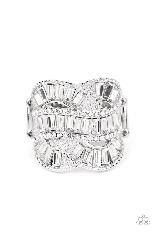 Six-Figure Flex Silver Rhinestone Ring