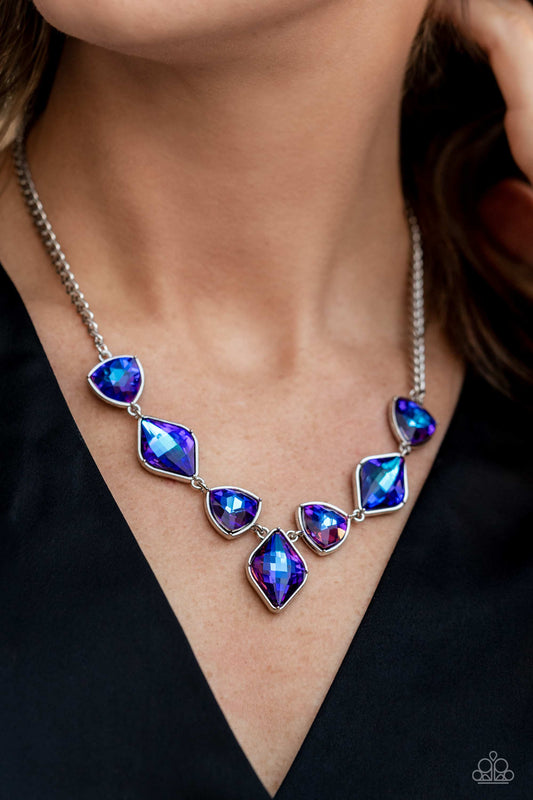 Glittering Geometrics Purple Multi Oil Spill Necklace