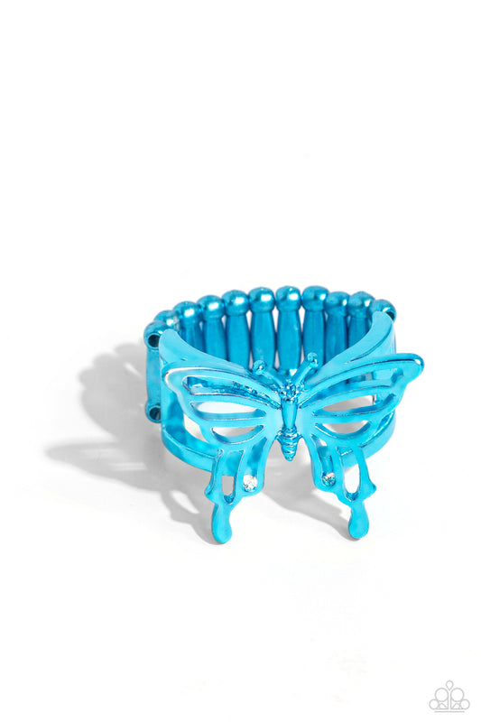 Playfully Polished Blue Butterfly Ring