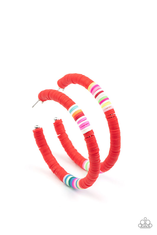 Colorfully Contagious Red Hoop Earring