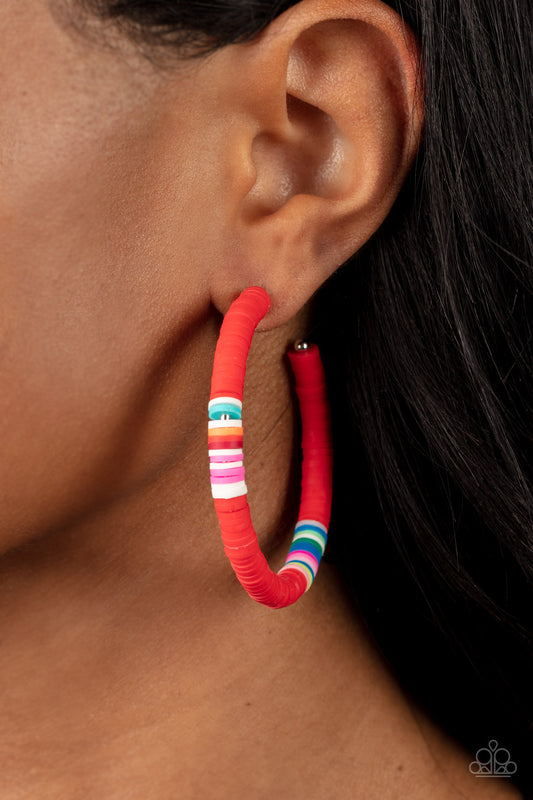 Colorfully Contagious Red Hoop Earring