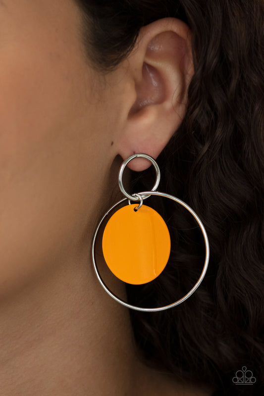 Pop, Look, and Listen Orange Earrings