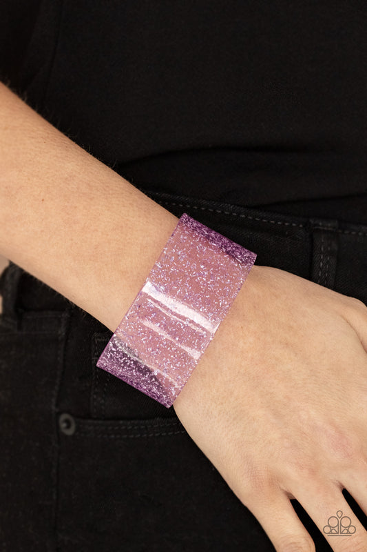 Snap Crackle Pop Purple Acrylic Cuff Bracelet