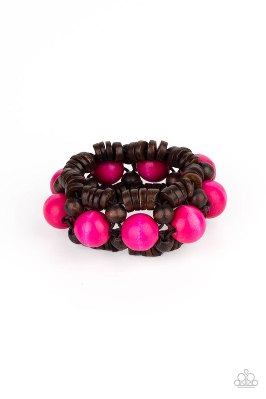 Tropical Temptations Pink Wood Bracelet