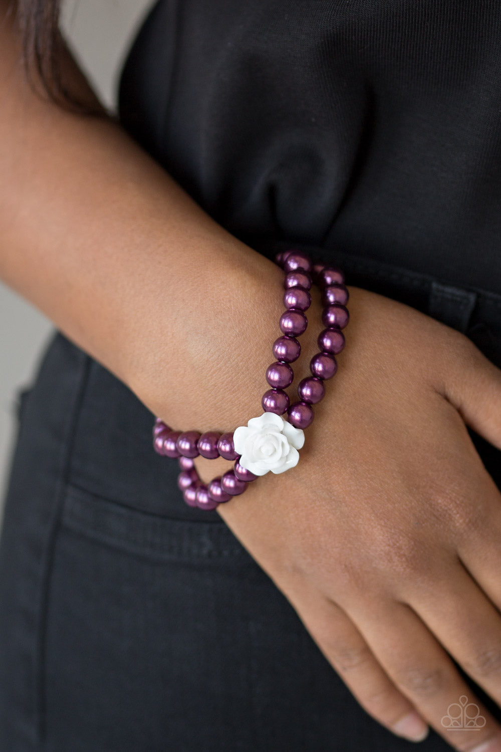 Posh And Posy Purple Bracelets With White Flower