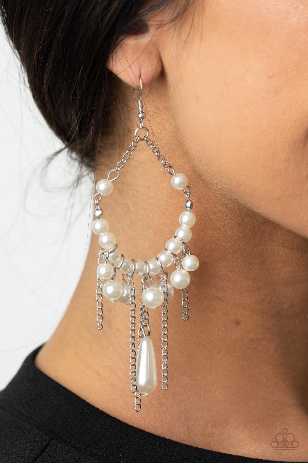Party Planner Posh White Pearl Earrings